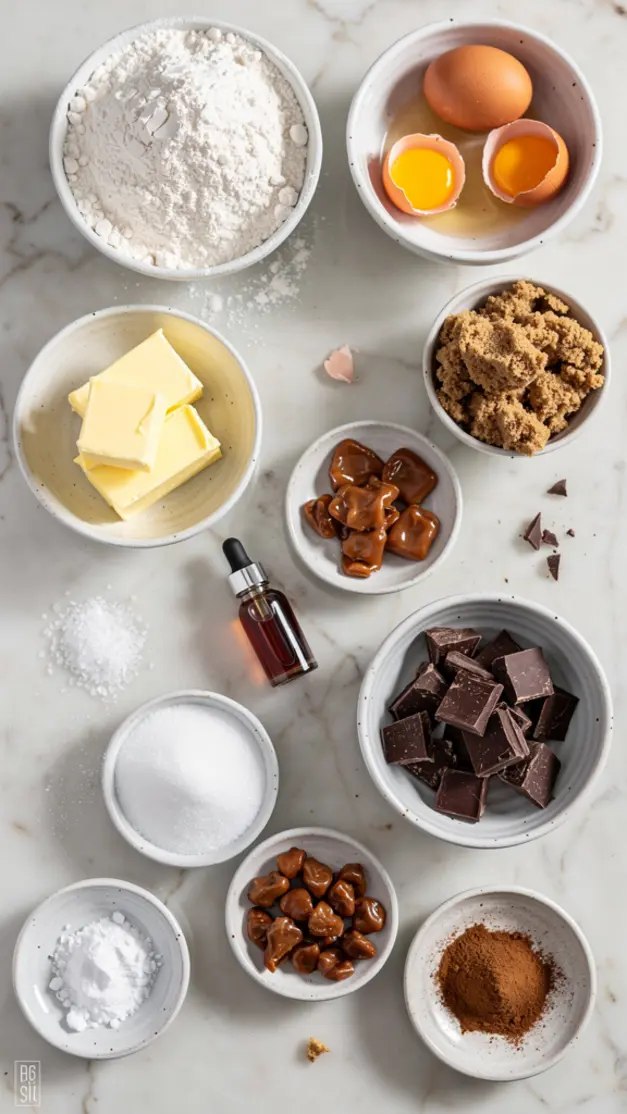 Ingredients for Salted Caramel Chocolate Cookies Recipe