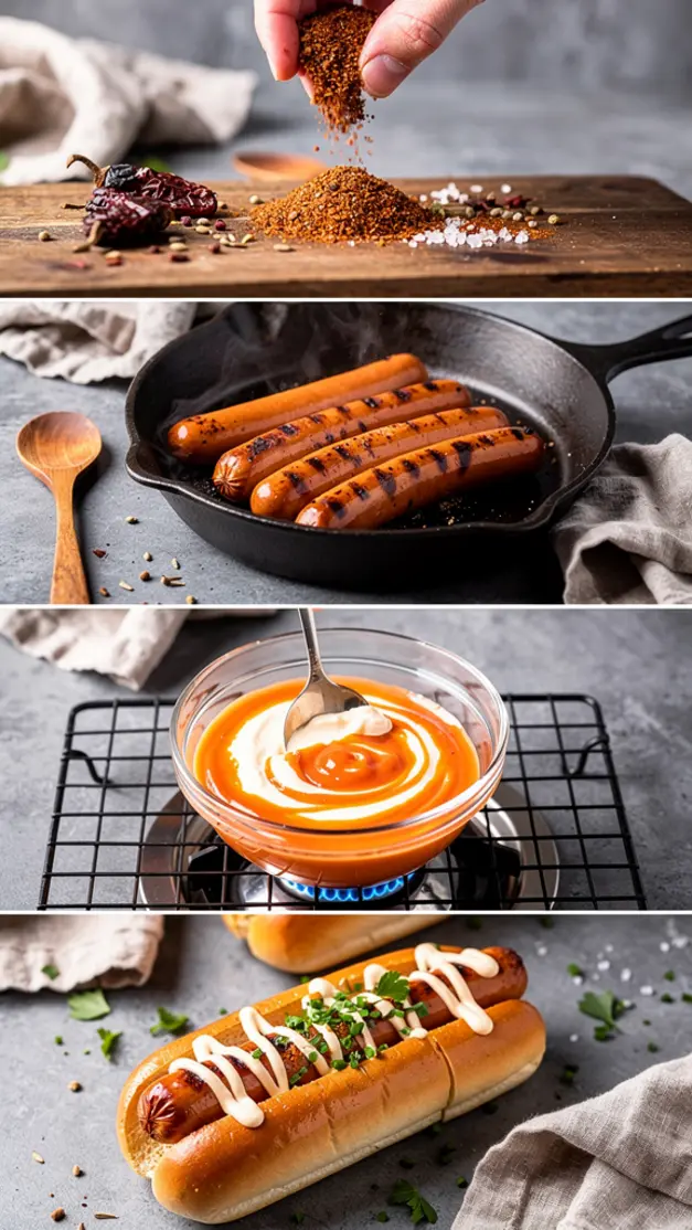 Step-by-step process for 4th of July Firecracker Hot Dogs Recipe