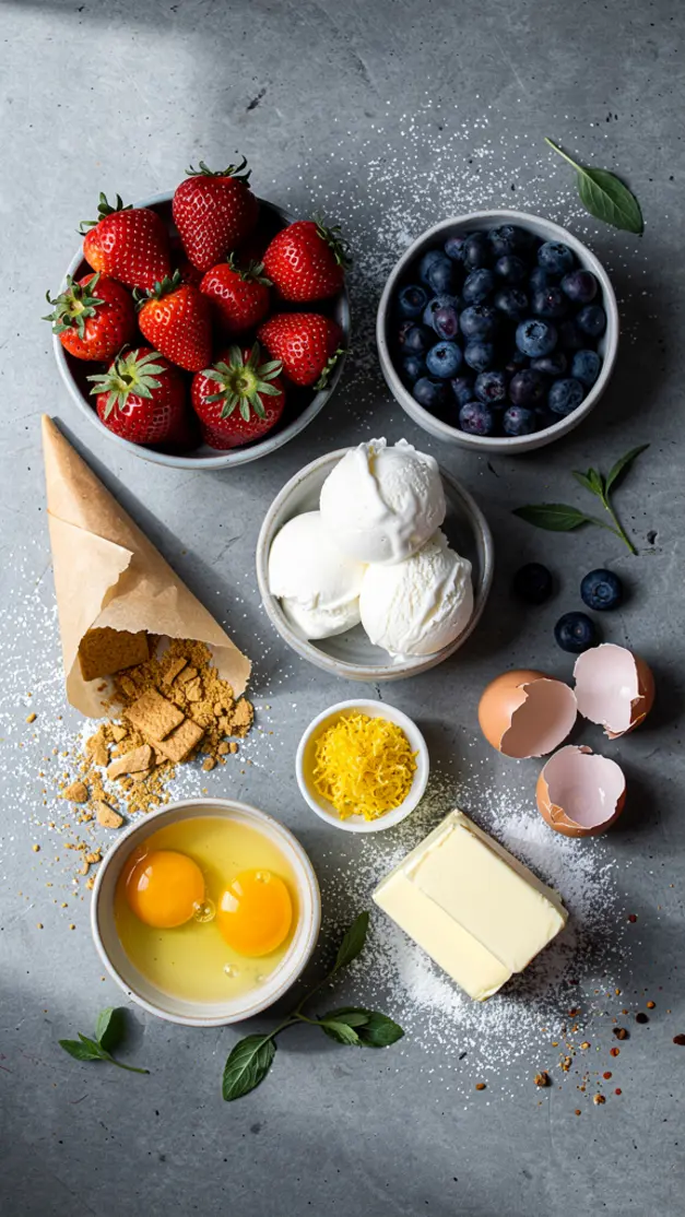 Ingredients for 4th of July Red, White & Blueberry Ice Cream Sandwich Cake Recipe
