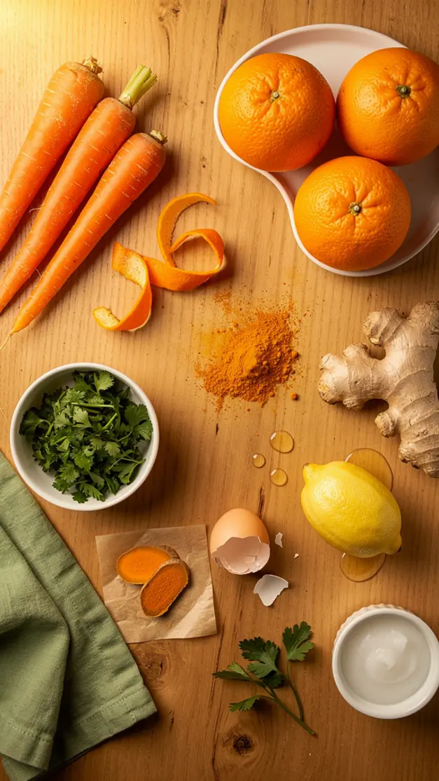 Ingredients for Carrot Orange Glow Juice Recipe