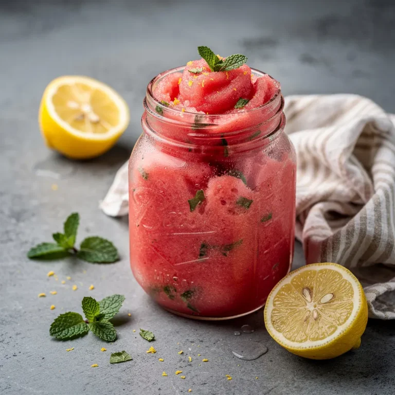 Frozen Watermelon Mint Lemonade Slushie Recipe, easy frozen watermelon mint lemonade slushie, homemade watermelon mint lemonade slushie, best frozen watermelon lemonade recipe, how to make watermelon mint slushie