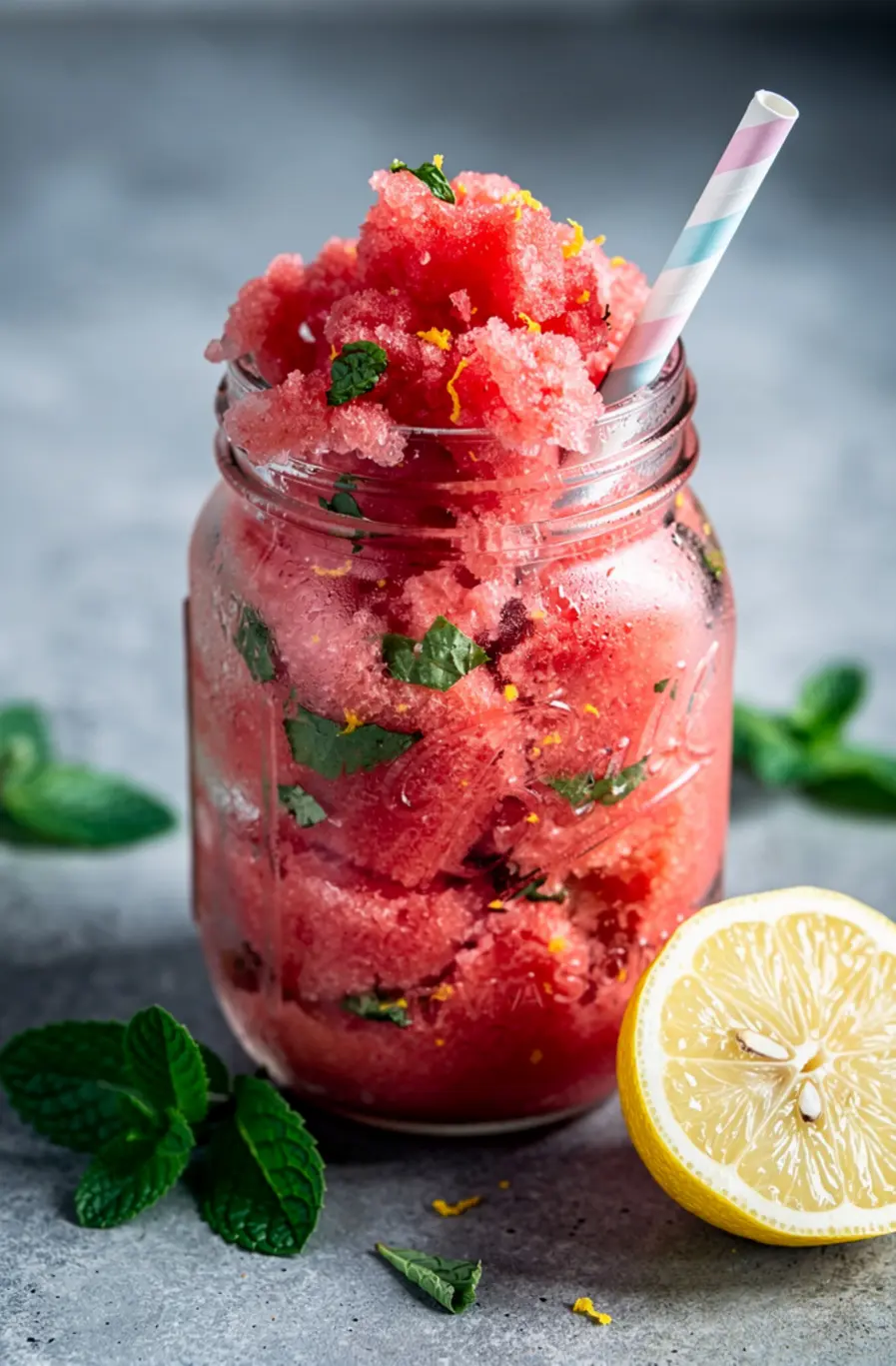 Frozen Watermelon Mint Lemonade Slushie Recipe – finished dish