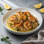 Garlic Butter Shrimp Orzo with Lemon & Fresh Herbs Recipe, easy garlic butter shrimp orzo recipe, homemade shrimp orzo with lemon and herbs, best garlic butter shrimp orzo recipe, how to make garlic butter shrimp orzo