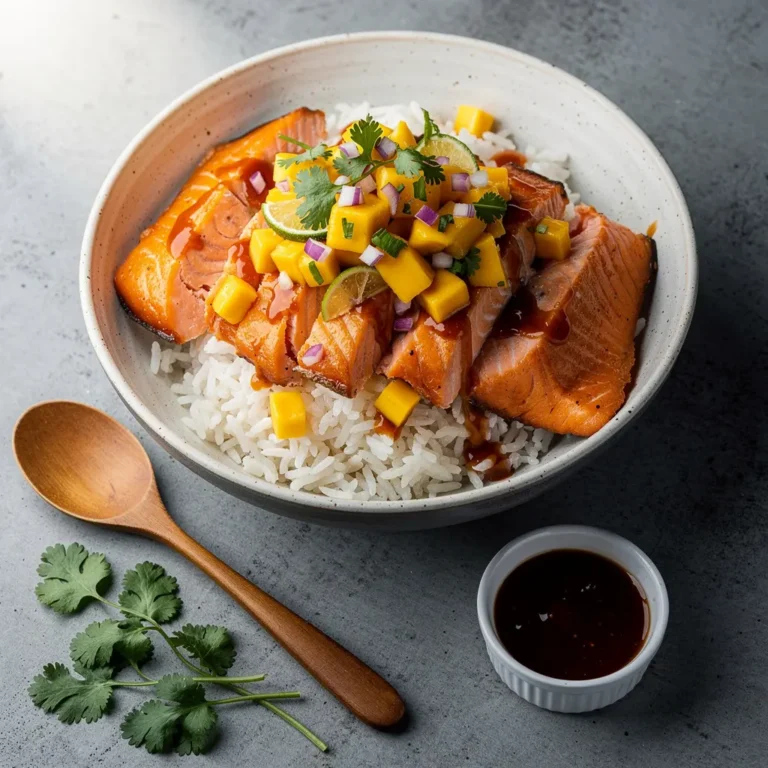Honey Sriracha Salmon Rice Bowl with Mango Salsa Recipe, easy Honey Sriracha Salmon Rice Bowl with Mango Salsa, homemade Honey Sriracha Salmon Rice Bowl with Mango Salsa, best Honey Sriracha Salmon Rice Bowl recipe, how to make Honey Sriracha Salmon Rice Bowl with Mango Salsa
