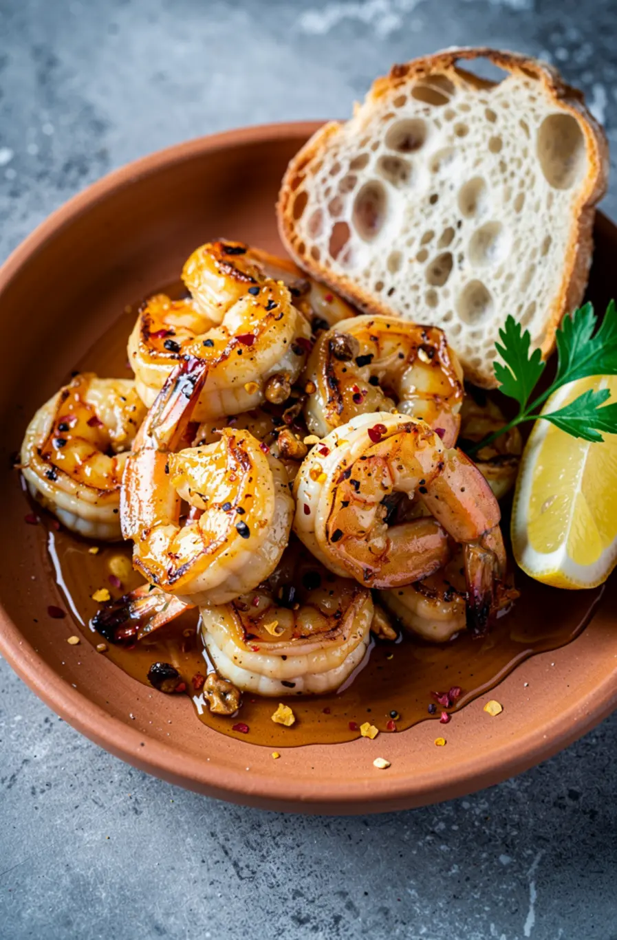 Hot Honey Garlic Butter Shrimp Scampi Recipe – finished dish