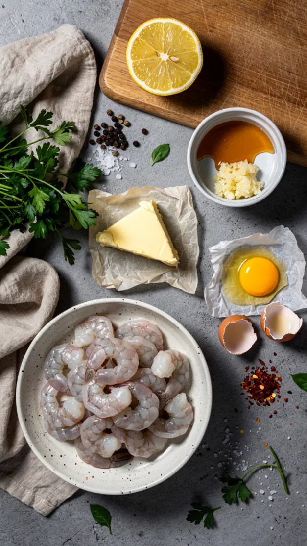 Ingredients for Hot Honey Garlic Butter Shrimp Scampi Recipe