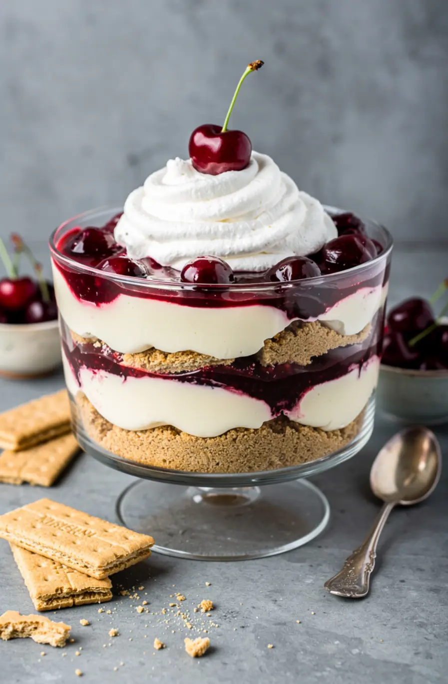 No-Bake Cherry Cheesecake Lasagna Recipe – finished dish