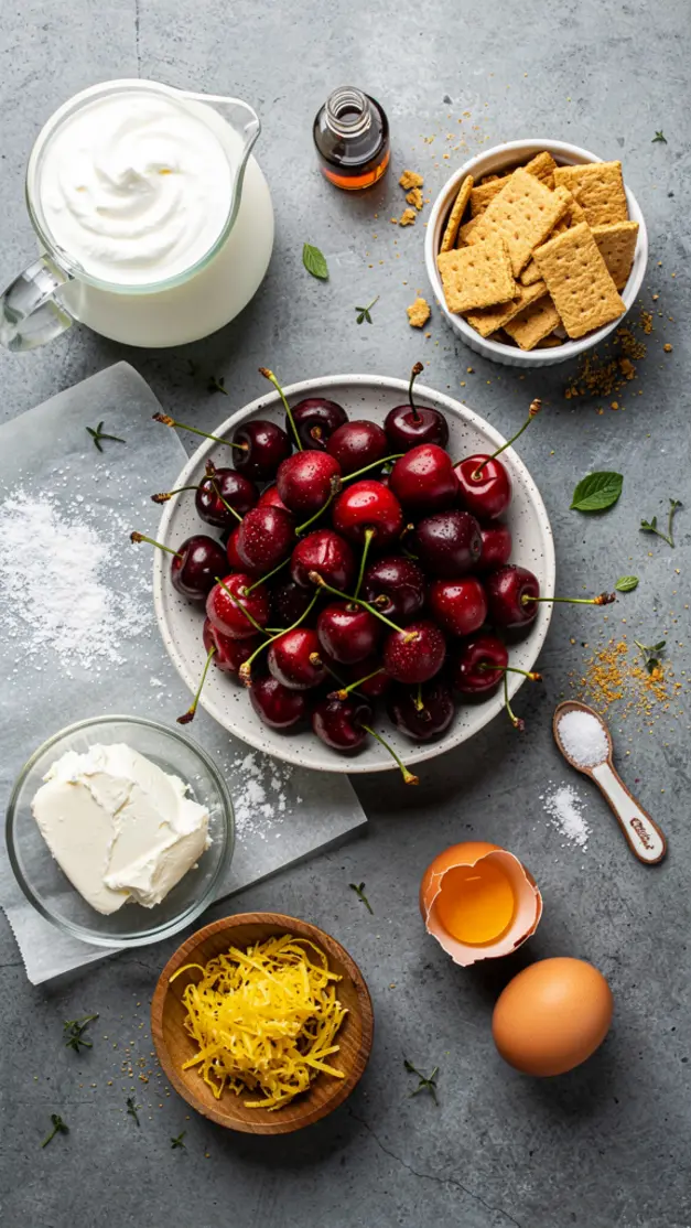 Ingredients for No-Bake Cherry Cheesecake Lasagna Recipe