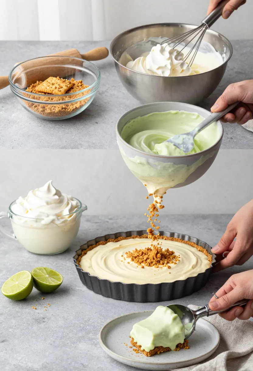 Step-by-step process for No-Churn Key Lime Pie Ice Cream Recipe