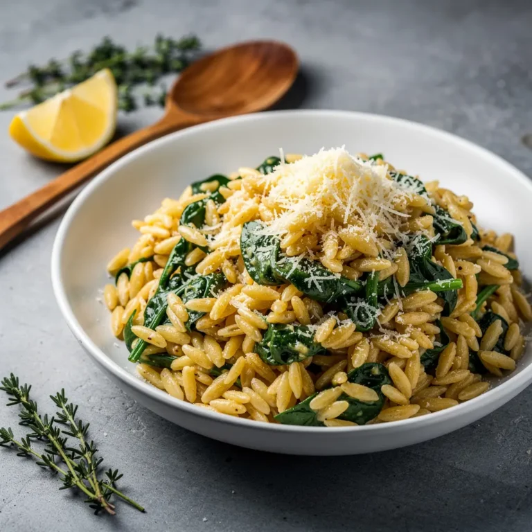 One-Pot Lemon Orzo with Spinach & Parmesan Recipe, easy one-pot lemon orzo recipe, homemade lemon orzo with spinach, best one-pot orzo recipe, how to make lemon orzo with Parmesan