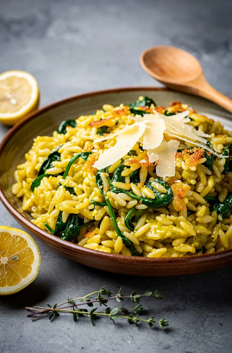 One-Pot Lemon Orzo with Spinach & Parmesan Recipe – finished dish