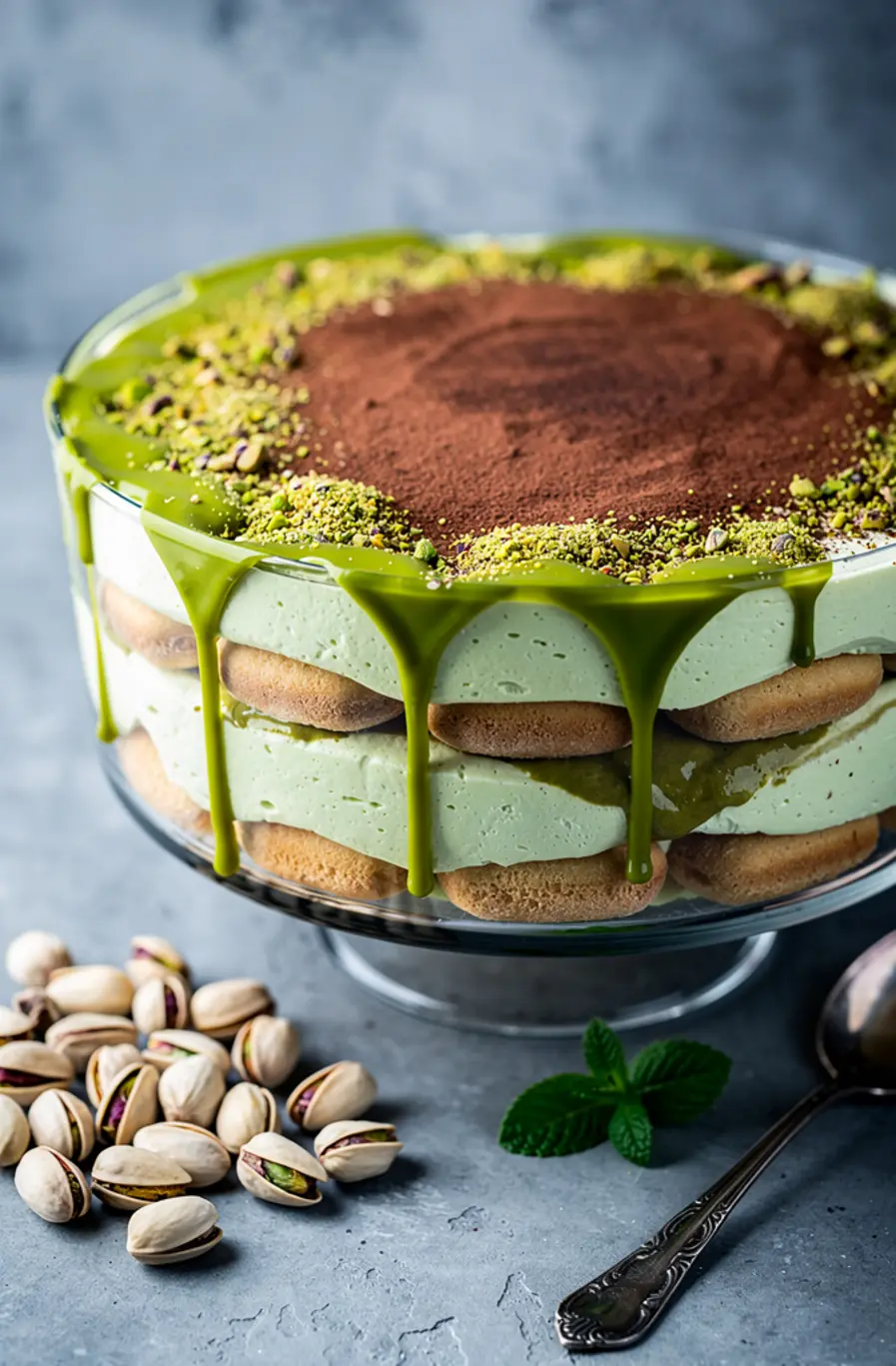 Pistachio Cream Tiramisu (No-Bake, No Eggs) Recipe – finished dish