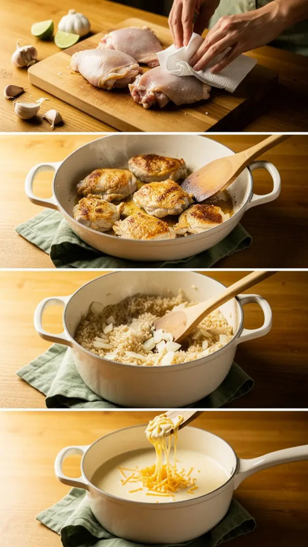 Step-by-step process for Pollo Loco -Mexican Chicken and Rice with Queso Recipe