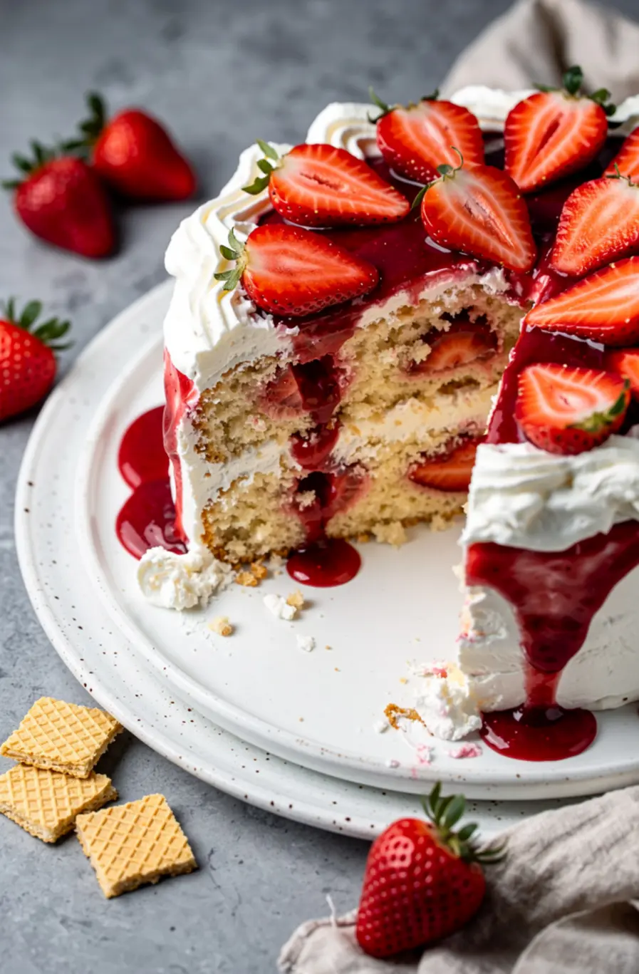 Strawberry Crunch Poke Cake Recipe (Better Than the Bakery) – finished dish