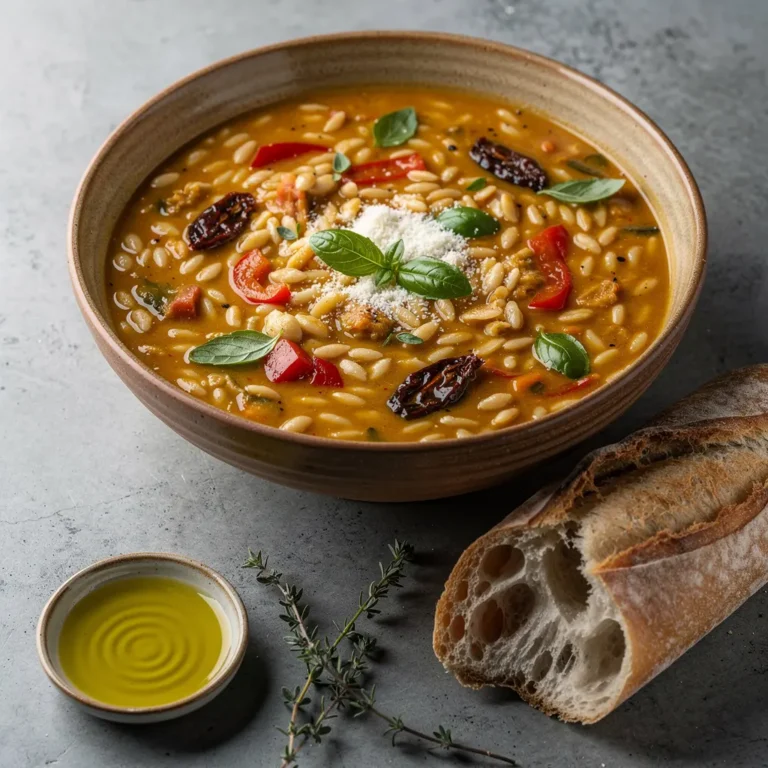 Sun-Dried Tomato & Roasted Red Pepper Orzo Soup Recipe, easy Sun-Dried Tomato & Roasted Red Pepper Orzo Soup Recipe, homemade Sun-Dried Tomato & Roasted Red Pepper Orzo Soup Recipe, best Sun-Dried Tomato & Roasted Red Pepper Orzo Soup Recipe, how to make Sun-Dried Tomato & Roasted Red Pepper Orzo Soup